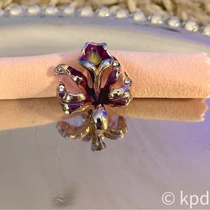 Vintage Purple Enamel Orchid Pin